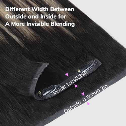 IDN BEAUTY Seamless Clip In Hair Extensions Human Hair, Straight 110g 18 Inch, 1B/19/1B Natural Black to Light Blonde Remy Hair Seamless Clip Ins For Black Women PU Weft Invisible Edge 7pcs