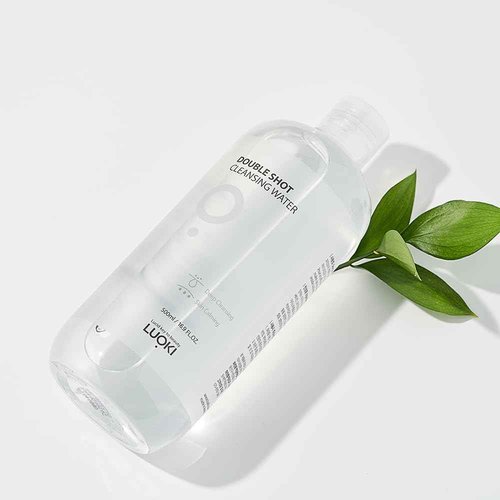 LUOKI Double Shot Cleansing Water 500ml (16.9 fl oz) - Hypoallergenic Deep Clean Micellar Cleansing Water and Makeup Remover… (33.8 Fl Oz(Pack of 2))