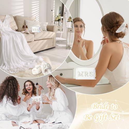 Bride To Be Gift Set - Makeup Bag, Slippers, Robe, Hair Clip - Wedding Gifts