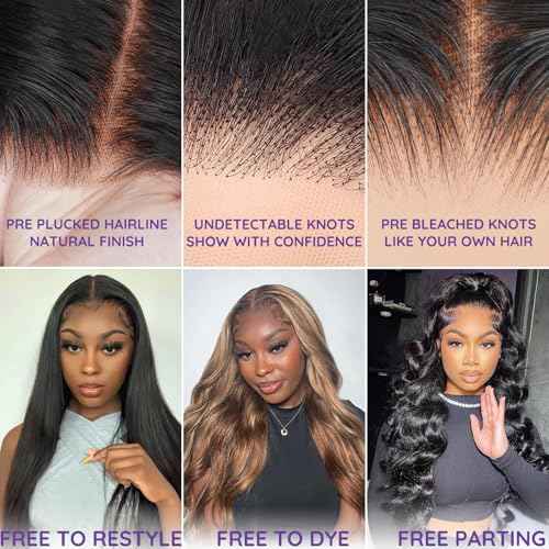13x6 Lace Front Human Hair Wig, 100% Human Hair 180 Density, HD Lace Frontal Wig, Pre-Plucked Glueless Wigs, 32inch