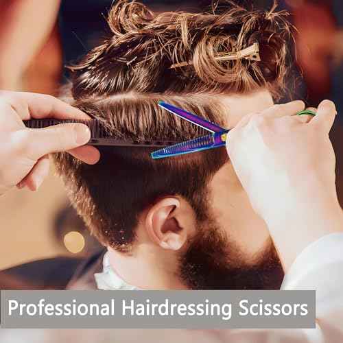 Professional Hair Thinning Shears 6 Inch Hair Cutting Teeth Scissors Hairdressing Texturizing Salon Shears Japanese 440c Stainless Steel Barber Haircut Scissors For Women/Men/kids (rainbow)