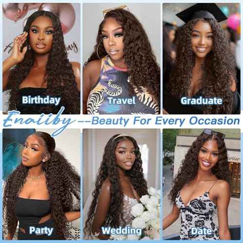 Chocolate Brown Bundles Human Hair 12 14 16 Inch Brazilian Color 4 Deep Wave Bundles Human Hair Unprocessed Breezy Wave Virgin Hair for Black Women with Silky Texture & Quick Weave