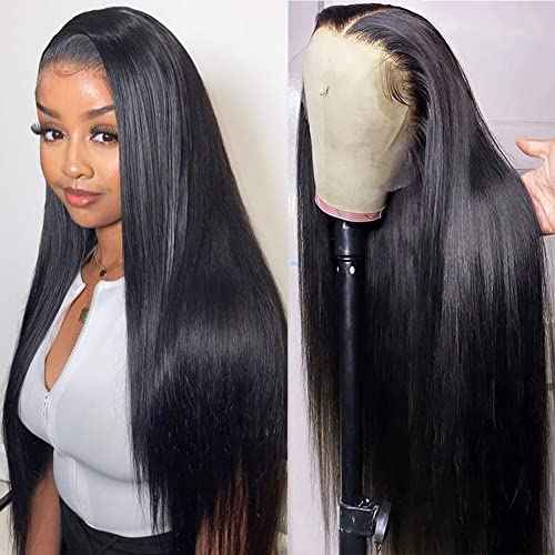 Subella 13x5 HD Lace Front Wigs Human Hair Pre Plucked Hairline with Baby Hair 220% Density 12A Transparent Straight Human Hair Wigs for Black Women (22inch)