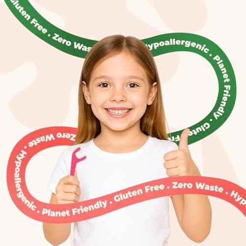 Biodegradable Kids Flossers - Dental Floss Picks for Children | Fluoride & Plastic-Free | Colorful & Fun Animal Floss Sticks | Eco Friendly, Vegan, Natural (Strawberry - 100 Pack)