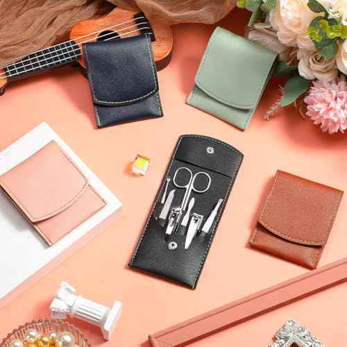 Lasnten 100 Bulk Nail Clipper Set Bulk Manicure Kit Stainless Steel Pedicure Professional Nail Care Kit with Travel Case Portable Grooming for Husband Men Women Family(Multicolor,7 in 1)