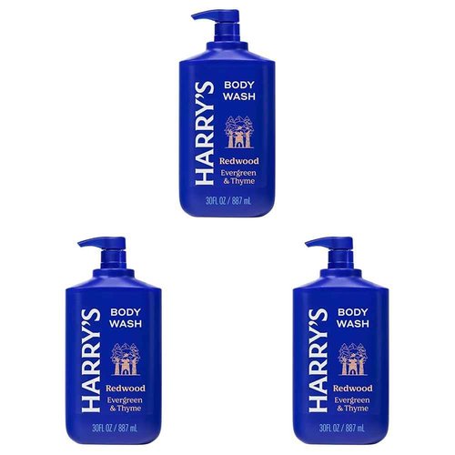 Harry's Men's Body Wash - Redwood - 30 fl oz - Shower Gel for Men - No Parabens, Sulfates, or Dyes (Pack of 3)