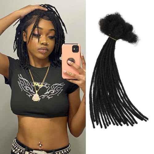 0.4cm & 0.6cm Width, 4-14 Inches10, 30, 60, 100 Strands Options 100% Real Human Hair Dreadlock Extensions for Men/Women/Kids, Handmade Permanent Loc Extension Bundles (0.6cm, 10inches, 60Strands)