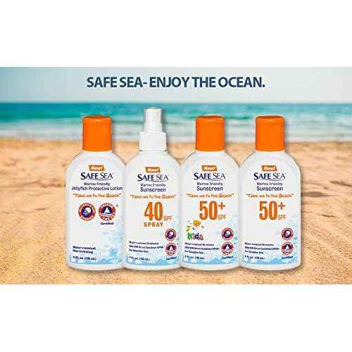 Safe Sea Jellyfish Sting-Blocking Sunscreen, SPF 40 Spray 4 Fl oz, Waterproof, Biodegradable, Coral Reef-Safe ? Body and Face Sunscreen, Anti-Jellyfish and Sea-Lice sting protection (3 pack)