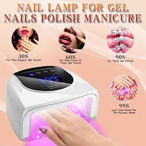 Rechargeable UV LED Nail Lamp, 96W Cordless UV Light for Nails with Handle, Professional Curing Lamp for Gel Nails with 42 Beads, 4 Timer Setting Nail Light and LED Touch Screen Gel Polish Nail Dryer