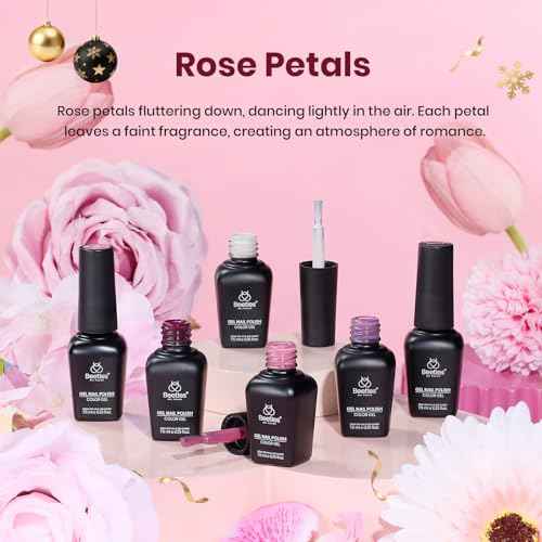 Beetles Burgundy Purple Gel Nail Polish Set - 6 Color Winter Purple Maroon Mauve Plum Gel Polish Kit, Soak Off UV LED Nail Gel for Autumn Manicure Nail Art Gifts for Women