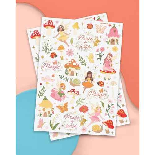 xo, Fetti Woodland Fairy Temporary Tattoos - 84 Foil Styles | Magical Princess Birthday Supplies, Forest Baby Shower Decorations, Girls Garden Accessory