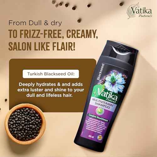 Vatika Naturals Blackseed Shampoo & Conditioner Combo, 400ml, Repairs Damaged Hair, Controls Frizz, Prevents Dryness, Strengthens Roots, Adds Shine, Nourishing Turkish Blackseed Hair Care