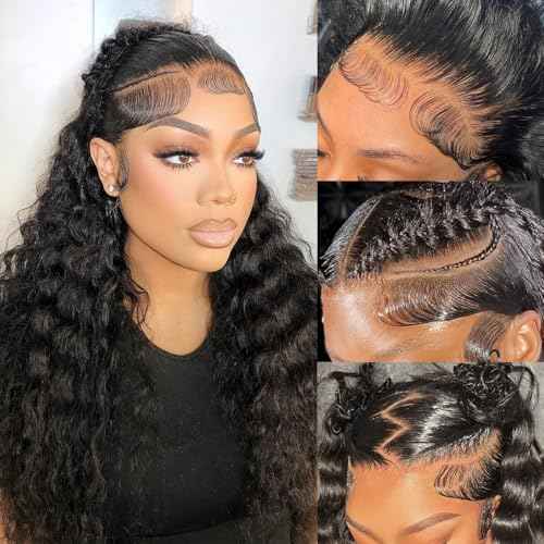 Deep Wave 13x6 Hd Lace Front Wig 250 Density Deep Wave Wig 20 Inch, Pre Plucked,Giving Realistic Look,Seamless Hairline For An Effortless Slay on Vacation