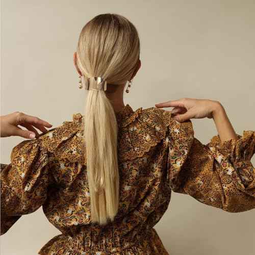 papasgix Metal Hair Ties, Metal Geometric Elastic Hair Ties, Hair Cuff Wrap Gold Hair Ties for Thick Hair Elastic Hair Ties for Women Hair Accessories (Gold-16)