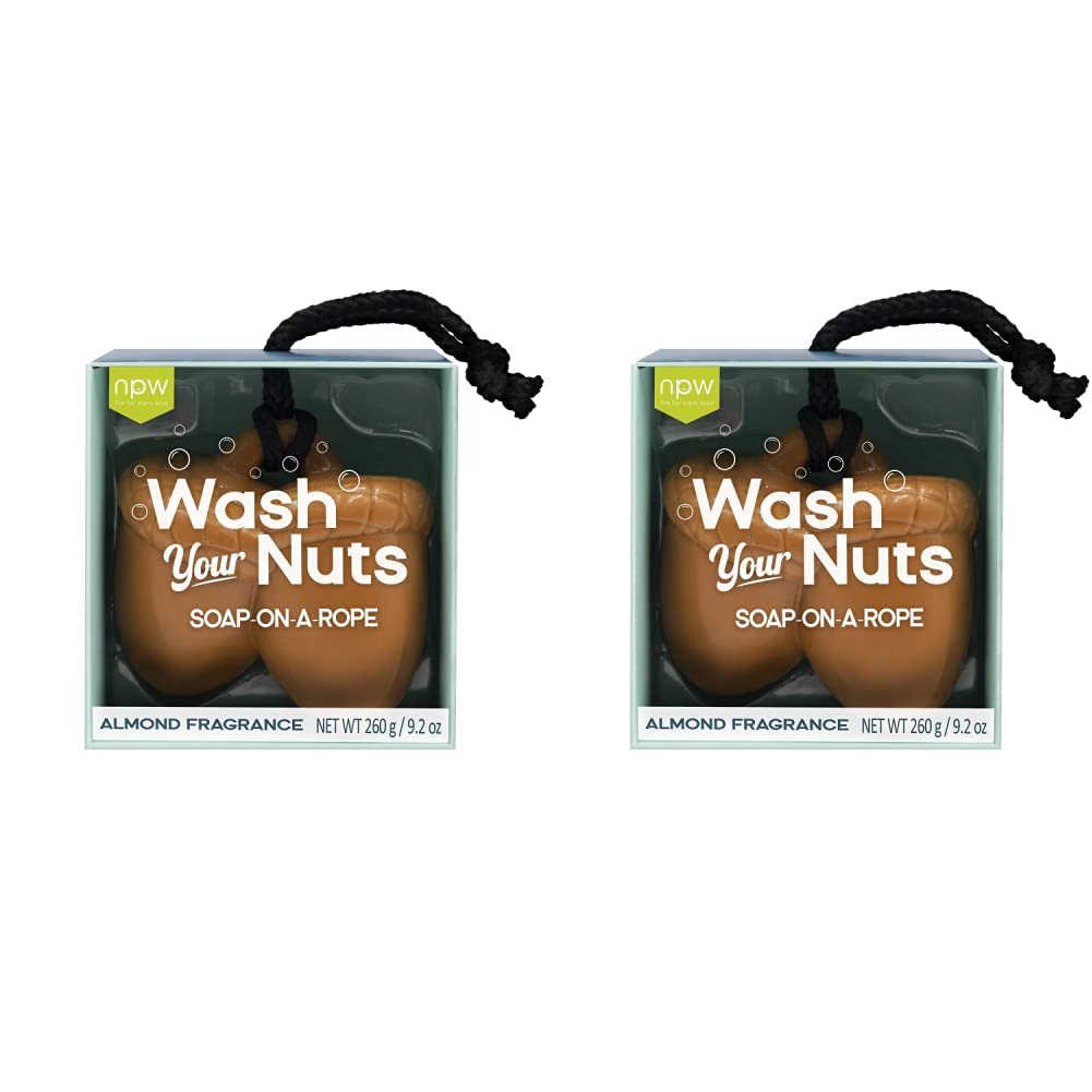 NPW-USA Hello Handsome Wash Your Nuts Soap-On-A-Rope, Nutty Almond (Pack of 2)