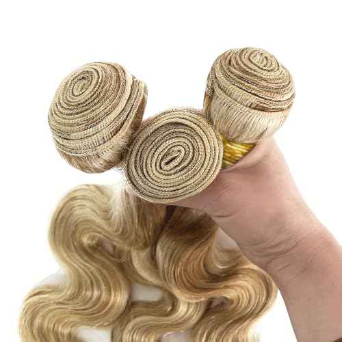 P27613 Bundles Highlight Body Wave Human Hair Bundle Ombre Hair Weave Two Tone Honey Blonde Mixed With 613 Bundle Blonde Body Wave 3 Bundles 34 34 34 Inch
