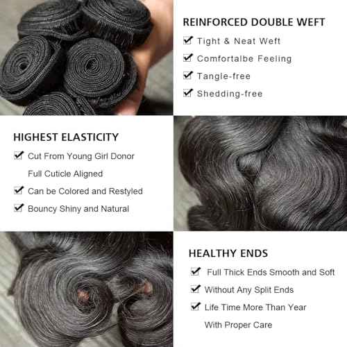 12 A Human Hair Bundles 16 18 20 22 Inch Body Wave Curly Bundles Human Hair 100% Unprocessed Brazilian Raw Virgin Hair 4 Bundles Body Wave Natural Color