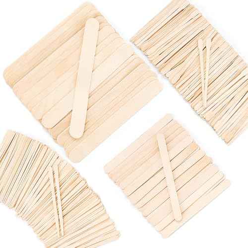 500 Pcs 4 Style Waxing Sticks Assorted Wooden Wax Applicator Stick for Body Legs Face Eyebrows and Small Medium Large Sizes Waxing Spatulas Popsicle Stick for Hair Removal Wood Craft Sticks