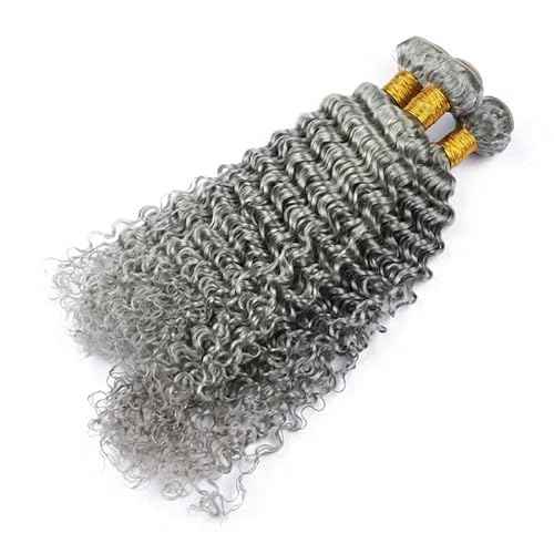 Augfst Brazilian Virgin Human Hair Bundles Sliver Grey Water Wave Bundles Human Hair 26 28 30 inch Inch 12A Unprocessed Brazilian Sewn In Quick Weave for Black Women