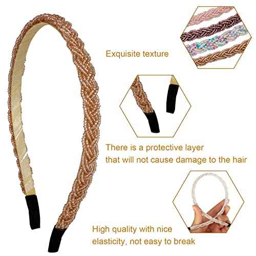 LYroo 8 Pack Headbands Metal Head Band Beaded Hair Bands Elegant Hairband No Slip Fashion Hair Accessories for Women Girls