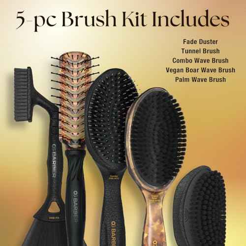 Olivia Garden Barber Wave Brush Collection ? Vegan Boar & Combo Bristle Variations, Palm, Tunnel, Fade Brushes