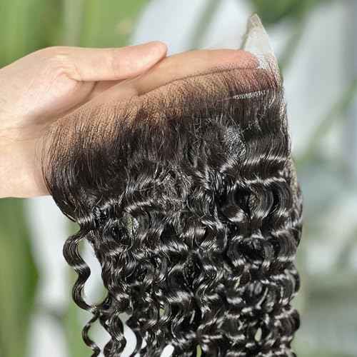 MEODI 5x5 Skinlike HD Lace Closure Only, Deep Curly 0.1mm Ultra-thin Undetectable Swiss HD Lace Clsoure Human Hair 20 Inch