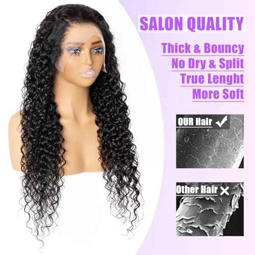 Deep Wave 13x6 HD Transparent Lace Front Wigs Human Hair 200% Density Deep Curly Lace Frontal Wigs Human Hair Pre Plucked With Baby Hair Brazilian Glueless Human Hair 24 inch