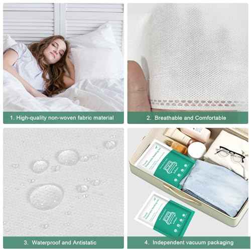 4 Pack Disposable Bed Sheets - Queen Size with Quilt Cover and Pillowcase, Travel Essentials for Hotel, Cruise