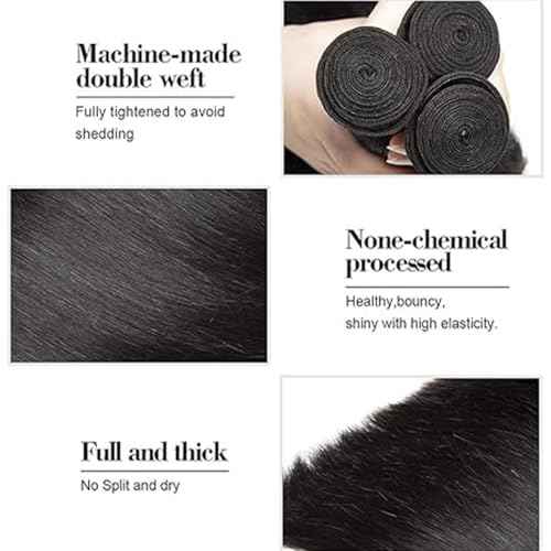 10 12 14 Inch Natural Black Color Human Hair Bundles Straight Bundle 3 Bundles 300gHuman Hair Bundles 12A Unprocessed Raw Brazilian Virgin Soft Quick Weave for Black Women