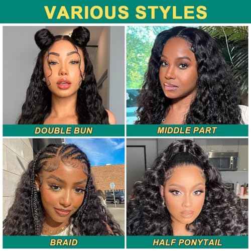 Sweetie 22 Inch Deep Wave Lace Front Wigs Human Hair 210% Density 13x4 HD Transparent Lace Frontal Wigs Deep Curly Human Hair Wig for Women 12A Deep Curly Wigs Human Hair Pre Plucked with Baby Hair