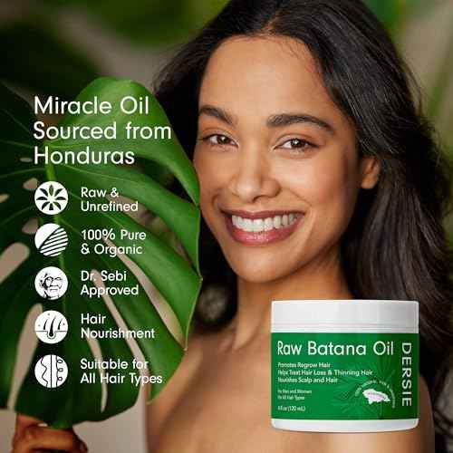 Dersie Batana Oil for Hair Growth: Unrefined Raw Batana Oil Sourced from Honduras ? 100% Pure & Organic for Thicker & Stronger Hair - Works as Hair Mask for Deep Conditioning & Repair (4 oz)