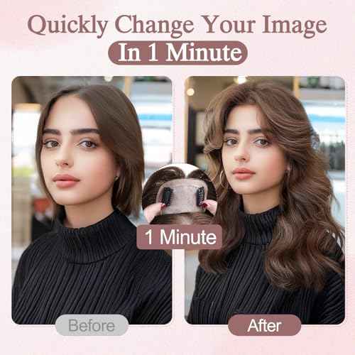 Hair Toppers for Women Real Human Hair Toppers Hairpieces for Women No Bangs Adds Volume 10 Inch 1B Natural Black