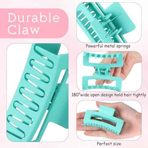 Hotop 50 Pcs Cute Hair Claw Clips Set Nonslip Square Clips Colorful Rectangle Hair Accessories for Women(3.4 Inch,Vibrant Color)