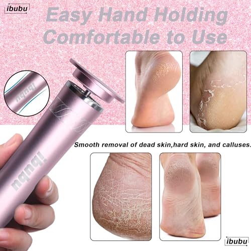Upgrade Electric Feet Callus Remover Professional Powerful Foot File Pedicure Grinder Sanders 24V Power 1200RPM Speed Adjustable for Dead Dry Crack Skin Calluses (Pink)