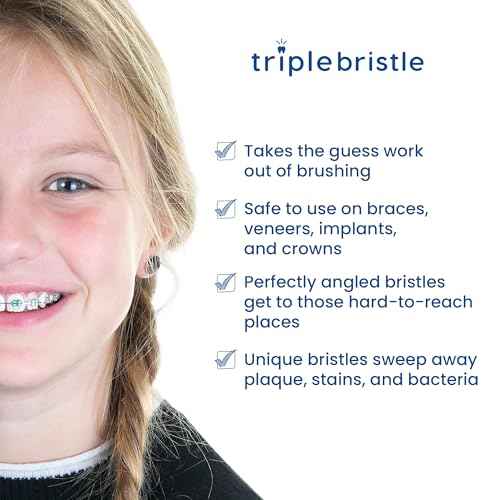 Triple Bristle Kids Sonic Toothbrush | 1 Pack | 3 Sided Toothbrush to Clean Teeth and Gums | Dentist Created & Approved | Fun Sticker Rewards | Rechargeable Three Sided Toothbrush for Kids