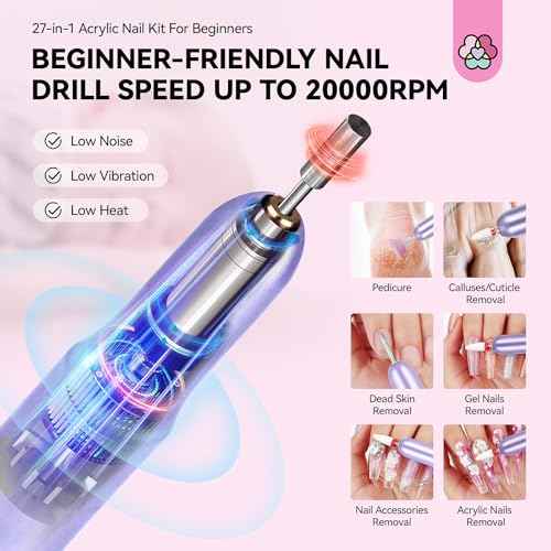 SAVILAND Acrylic Nail Kit with Drill: Professional Nails Kit Acrylic Set for Beginners with Everything U V Light Gel Polish Brushes Monomer Liquid Decorations & Tools Kit Home DIY Nail Art Salon