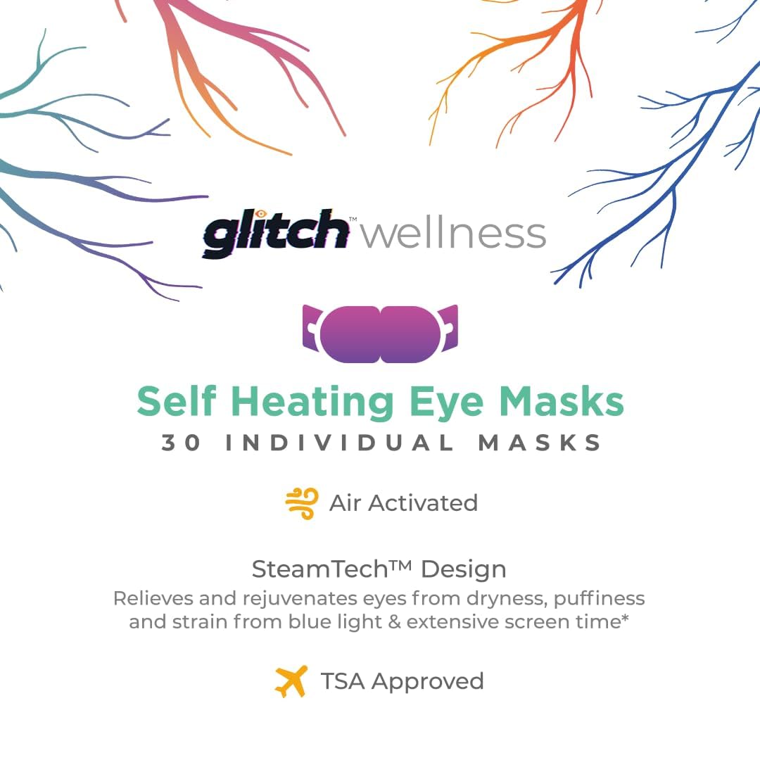 Glitch Steamtech Self Heated Eye Mask for Dry Eyes - Eye Doctor Approved Heated Eye Masks -Warm Compress for Fatigue & Dryness – Perfect Puffy Eyes & Dry Eye Relief, Disposable, Spa Experience (5)