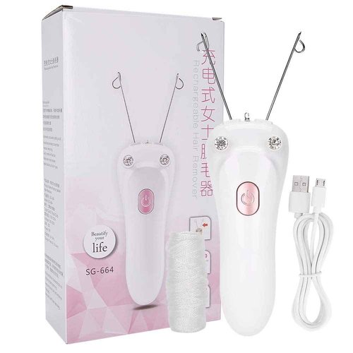 Threading Hair Removal, Hair Remover Electric Face Eyebrow Threading Epilator USB Charging Cotton Thread Depilation Machine Device for Women Girls Ladies ()
