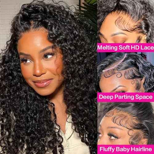 CHEETAHBEAUTY 250% Density Burmese Curly Human Hair Wig with Spiral End 13x6 HD Lace Front Wigs Human Hair Curly Wigs for Black Women Pre Plucked with Baby Hair Natural Black 18Inch