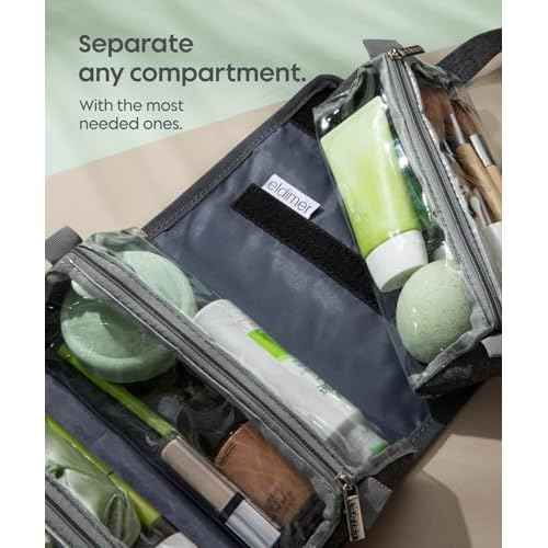 Small Roll Up Toiletry Bag for Traveling Women - Travel Makeup Bag with 4 Removable Compartments - Hanging Toiletry Bag - Cosmetic Travel Bag - Medicine Bag - TSA Approved Toiletry Bag
