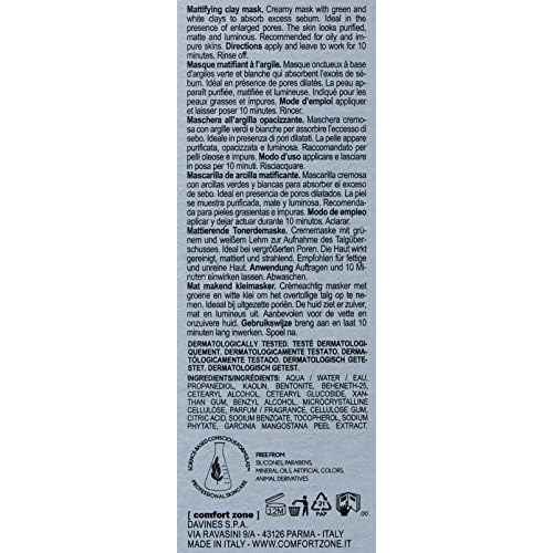 [ Comfort Zone ] Active Pureness Mask, Mattifying Clay Face Mask, Absorb And Minimize The Appearance Of Pores, 2.02 Fl. Oz.