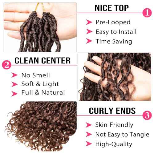 30 Inch Goddess Locs Crochet Hair 8 Packs Ombre Crochet Goddess locs Boho Hippie Locs Hair Faux Locs Crochet Hair with Curly Ends Pre-looped River Locs Crochet Hair for Black Women(T30#)