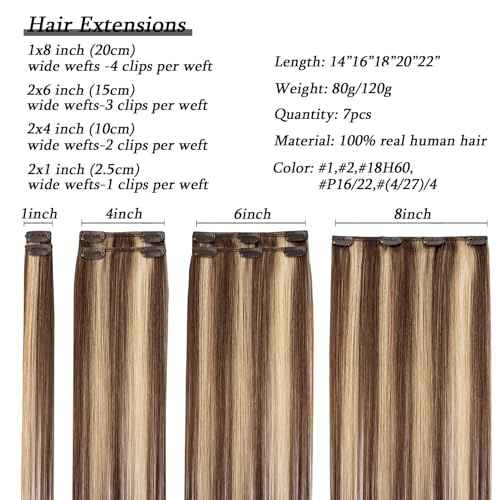 Savasana Clip in Hair Extensions Real Human Hair Straight 7 Pcs Balayage Clip in Hair Extensions Double Weft Thick Chocolate Brown to Caramel Blonde 22 Inch 120g