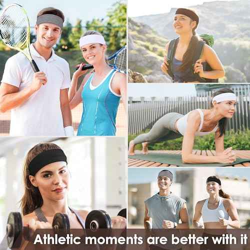Headbands for Women, 8pcs Stretchy Non Slip Soft Cotton Cloth Hair Bands for Sports, Workout, Yoga and Running