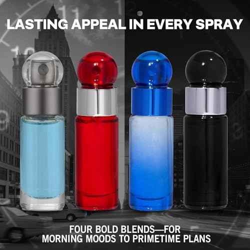 Perry Ellis 360¡Æ 4-Piece Mini Cologne Set for Men - Cologne Gift Sampler Set, Travel Size - 360¡Æ Men, Red, Very Blue, & Black - 0.25 fl oz (Pack of 4)