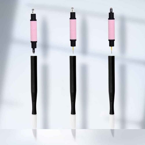 ACK OF 10 Mellie Microblading Disposable Pen 2 IN 1 - Sterilized Blade & Shade - Comfortable Silicone Grip With Pigment Sponge Microblade Best Eyebrow Supplies Kit (U18 NANO/U18)
