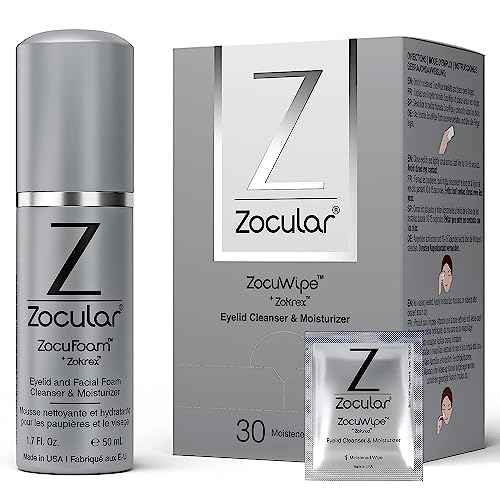 Zocular - ZocuFoam Eyelid Cleanser and ZocuWipe Eyelid Wipes Bundle - Eye Care for Dry and Irritated Eyes - 30 ct