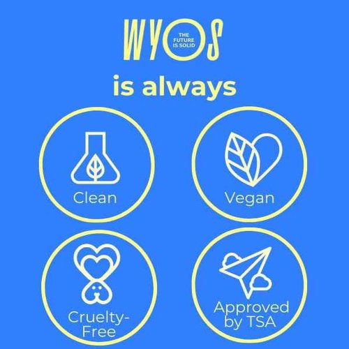 WYOS Face Cleanser- Gentle Glycerin Formula Cleanses Skin Without Striping, Caffeine Energizes Skin, Derm Tested for Sensitive Skin, Travel Cleanser, Solid Stick, Leak Free, 3 Pack