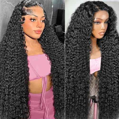30 Inch Curly Lace Front Wigs Human Hair 200 Density 13x6 HD Lace Frontal Wigs for Women Deep Curly Glueless Wigs Human Hair Pre Plucked with Baby Hair