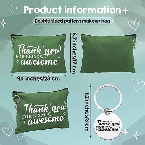 Panelee 48 Pcs Christmas Gifts for Women Makeup Bags and Keychains Inspirational Appreciation Gifts for Teacher Coworker Nurse Volunteer Cosmetic Bags Thank You Gift